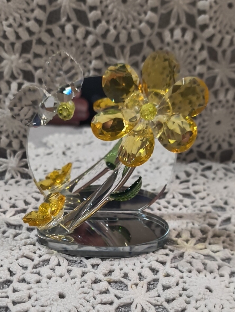 Crystal Yellow Flower Decorative Accent - Home Accents